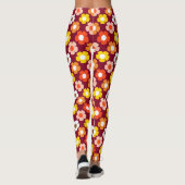 Retro Herbst Blume Muster Burgund Leggings (Rückseite)