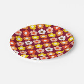 Retro Herbst Blume Muster Burgund Pappteller (Schrägansicht)
