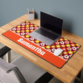 Retro Herbst Blume Muster Burgund Schreibtischunterlage