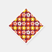 Retro Herbst Blume Muster Burgund Serviette (Ecke)