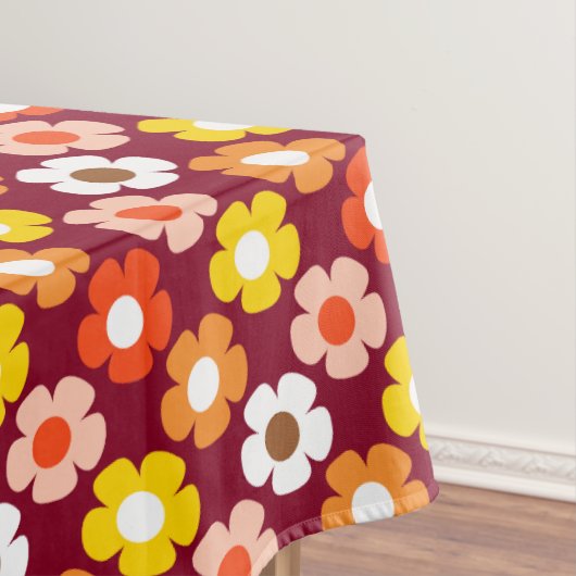 Retro Herbst Blume Muster Burgund Tischdecke (Beispiel)