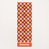 Retro Herbst Blume Muster Burgund Yogamatte (Vorderseite)