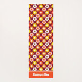 Retro Herbst Blume Muster Burgund Yogamatte (Rückseite)