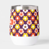 Retro Herbst Blume Muster Lila (Rückseite)