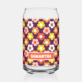 Retro Herbst Blume Muster Lila Dosenglas