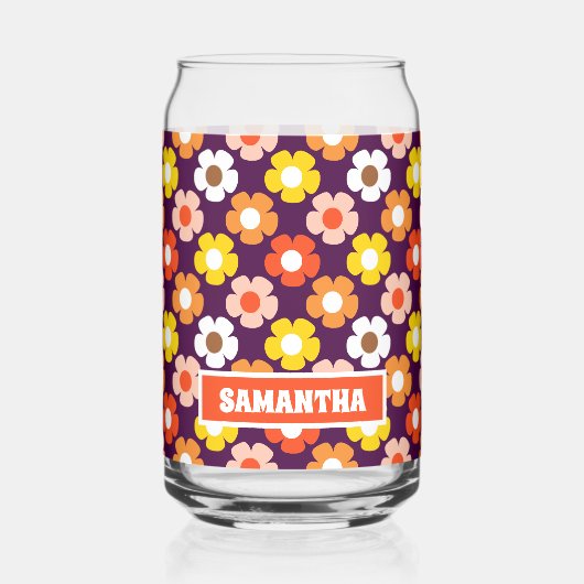 Retro Herbst Blume Muster Lila Dosenglas (Links)