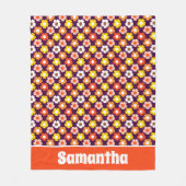 Retro Herbst Blume Muster Lila Fleecedecke (Vorderseite)