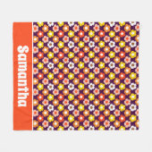Retro Herbst Blume Muster Lila Fleecedecke (Vorderseite (Horizontal))