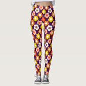 Retro Herbst Blume Muster Lila Leggings (Vorderseite)