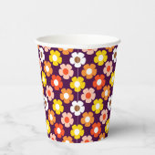 Retro Herbst Blume Muster Lila Pappbecher (Rechts)