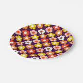 Retro Herbst Blume Muster Lila Pappteller (Schrägansicht)
