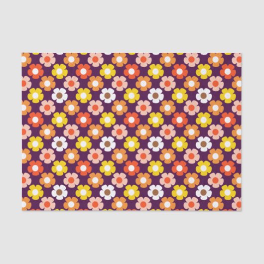 Retro Herbst Blume Muster Lila Seidenpapier (Vorderseite)