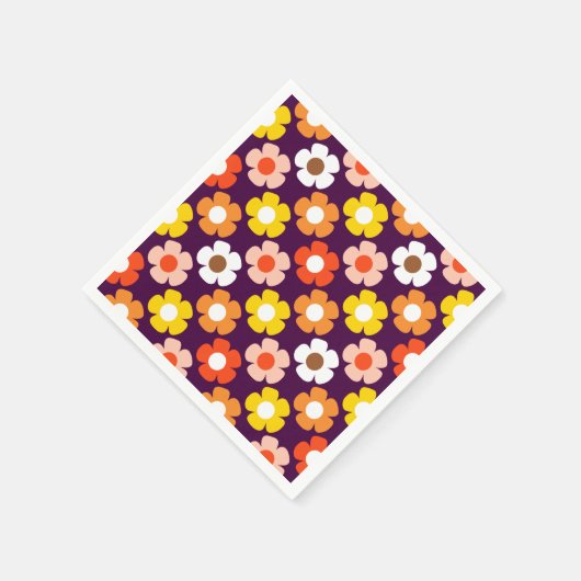 Retro Herbst Blume Muster Lila Serviette (Ecke)