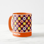 Retro Herbst Blume Muster Lila Tasse (Vorderseite Links)