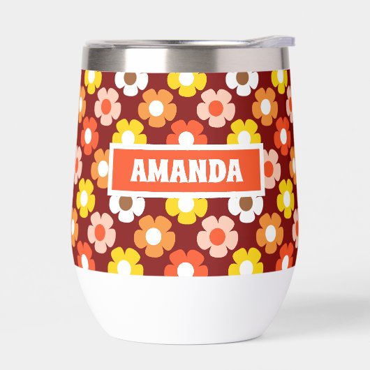 Retro Herbst Blume Muster Rot (Links)