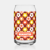 Retro Herbst Blume Muster Rot Dosenglas (Links)