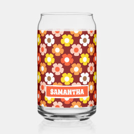 Retro Herbst Blume Muster Rot Dosenglas