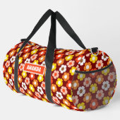 Retro Herbst Blume Muster Rot Duffle Bag (Rechte Ecke)