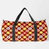Retro Herbst Blume Muster Rot Duffle Bag (Rückseite)