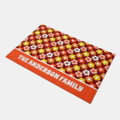 Retro Herbst Blume Muster Rot Fußmatte (Schrägansicht)