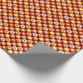 Retro Herbst Blume Muster Rot Geschenkpapier (Ecke)