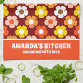 Retro Herbst Blume Muster Rot Geschirrtuch (Gefaltet)