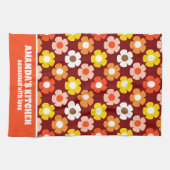 Retro Herbst Blume Muster Rot Geschirrtuch (Horizontal)