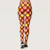 Retro Herbst Blume Muster Rot Leggings (Rückseite)