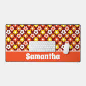 Retro Herbst Blume Muster Rot Schreibtischunterlage (Tastatur & Maus)