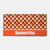 Retro Herbst Blume Muster Rot Schreibtischunterlage (Vorderseite)