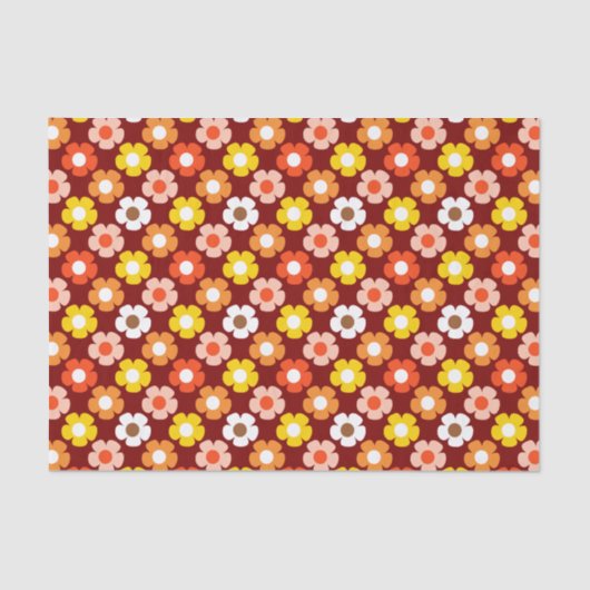Retro Herbst Blume Muster Rot Seidenpapier (Vorderseite)