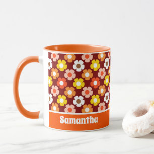 Retro Herbst Blume Muster Rot Tasse