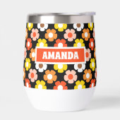 Retro Herbst Blume Muster Schwarz (Links)