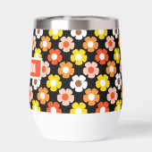 Retro Herbst Blume Muster Schwarz (Rückseite)