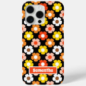 Retro Herbst Blume Muster Schwarz Case-Mate iPhone Hülle (Rückseite)