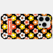 Retro Herbst Blume Muster Schwarz Case-Mate iPhone Hülle (Rückseite (Horizontal))