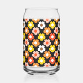 Retro Herbst Blume Muster Schwarz Dosenglas (Rechts)