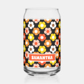 Retro Herbst Blume Muster Schwarz Dosenglas (Links)