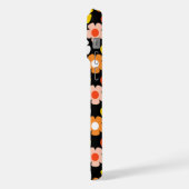 Retro Herbst Blume Muster Schwarz iPhone Hülle (Linke Seite)