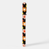 Retro Herbst Blume Muster Schwarz iPhone Hülle (Rechte Seite)