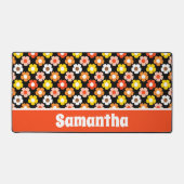 Retro Herbst Blume Muster Schwarz Schreibtischunterlage (Vorderseite)