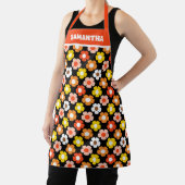 Retro Herbst Blume Muster Schwarz Schürze (InSitu)