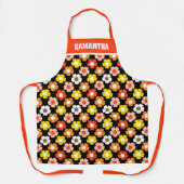 Retro Herbst Blume Muster Schwarz Schürze (Vorderseite)