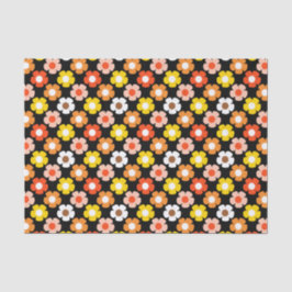 Retro Herbst Blume Muster Schwarz Seidenpapier