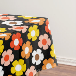 Retro Herbst Blume Muster Schwarz Tischdecke