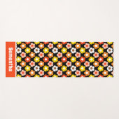 Retro Herbst Blume Muster Schwarz Yogamatte (Vorderseite (Horizontal))