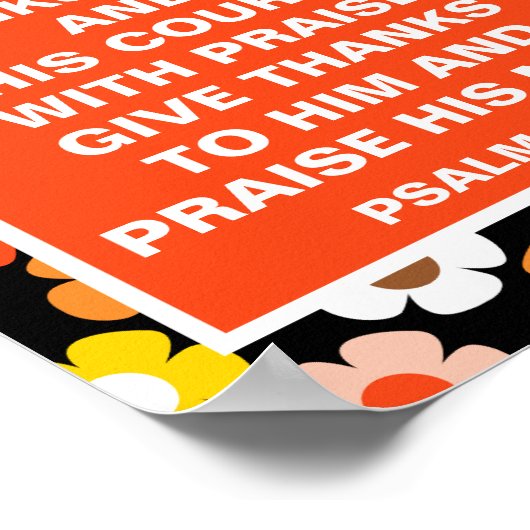 Retro Herbst Blume Schwarzer Erntedank Poster (Ecke)