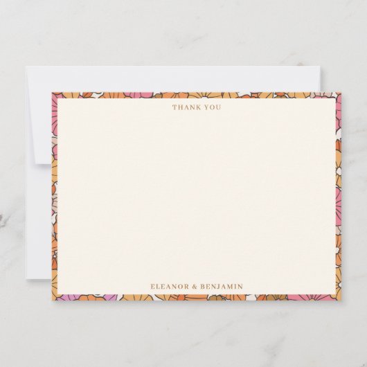 Retro-Herbst-Blumen-Paarty für Paare Dankeskarte (Vorderseite)