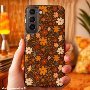 Retro-Herbst-Blumenmuster – Boho-Herbstblumen Samsung Galaxy Hülle