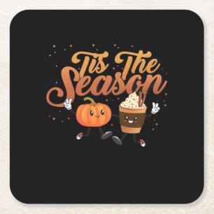 Retro Herbst Die Jahreszeit Ist Da Rechteckiger Pappuntersetzer